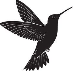 Silhouette abstract flying hummingbirds isolated on white background