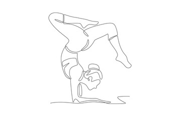 Woman doing yoga. International yoga day concept one-line drawing