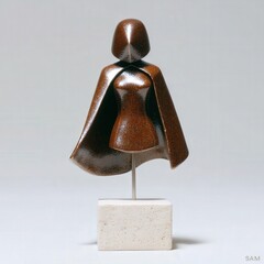 Beautifully sculpted knight girl figure with cloak flowing behind, elegant stand design