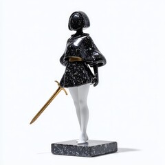 Beautifully sculpted knight girl figure with cloak flowing behind, elegant stand design