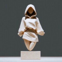 Beautifully sculpted knight girl figure with cloak flowing behind, elegant stand design