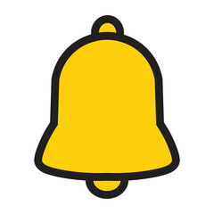 single yellow bell vector illustration icon. Silhouette symbol on white background with outline.