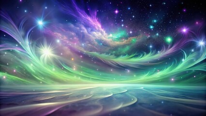 Obraz premium Enchanted Celestial Landscape A Dreamlike Aurora Borealis Over a Serene, Undulating Plainscape Under a Starry Sky