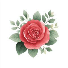 watercolor illustration of a red rose.