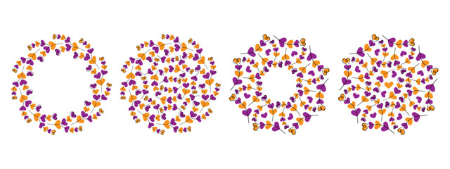 Hand drawn Heart shape twigs Circular Frames Copy space template and Backdrops in Halloweens shades