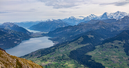 Lakes Thun and Brienz from Mt Niesen Switzerland