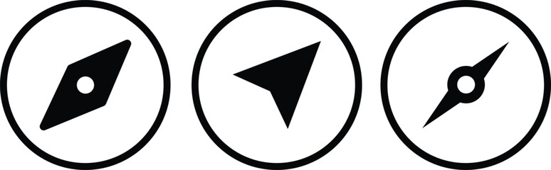 Compass icons set. Vector compass icons. Compass rose sign. Star icon navigation. Northern Star. Compass symbol in line. Stock vector illustration  © MDneamul