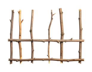 Isolated bamboo fence on white background, jpeg, png