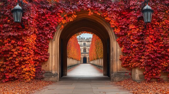 Autumnal archway with vibrant foliage