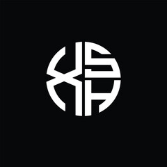 Fototapeta premium XSH logo XSH icon XSH monogram XSH letter minimalist Circle flat Unique modern abstract logo design.