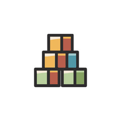 A colorful block stack design.