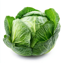 Obraz premium Fresh green cabbage with cut in half isolated on white background