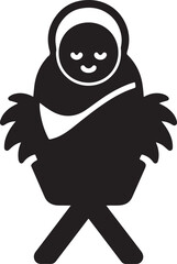 Baby Jesus in manger silhouette vector in EPS format, ideal for Christmas nativity scenes, religious holiday designs, and festive cards.