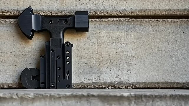 Survival gear: Black tactical tomahawk with multi-tool functionality for outdoor adventures