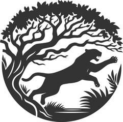 Vector animal drawing of a jaguar silhouette