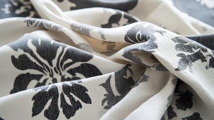 Textured fabric showcasing a subtle floral design.