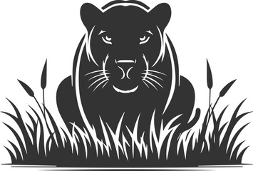 Vector animal drawing of a jaguar silhouette