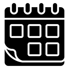 Monthly Plan - Glyph Black Fill Icon Silhouette - calendar with four rows, suitable for visualizing monthly planning or time blocks