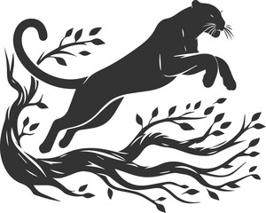 Vector animal drawing of a jaguar silhouette