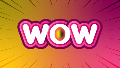 Wow text Vector illustration. Lettering nice word. Nice text effect design.