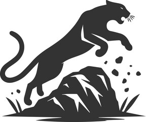 Vector animal drawing of a jaguar silhouette