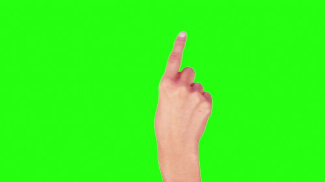 
Gestures Pack. Female Hand Swiping Left, Right On Chroma Key Green Screen Background. Using A Smartphone, Tablet Pc.
