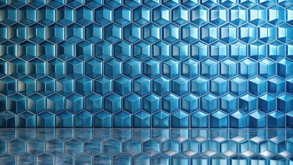 Fototapeta premium Abstract Blue Hexagonal Geometric Wall and Floor Texture