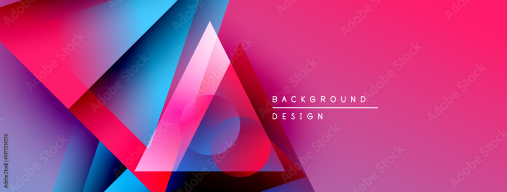 Aufkleber abstract geometric shapes overlap, creating vibrant pink, blue, red gradients. modern design element