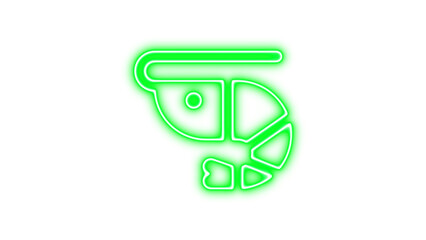 Glowing neon sign depicting a stylized shrimp or prawn, Neon shrimp sign glow with transparent background