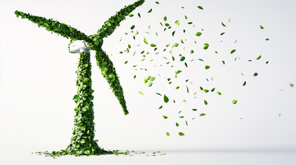 Obraz premium Leaf - covered Wind Turbine: A Green Energy Symbol