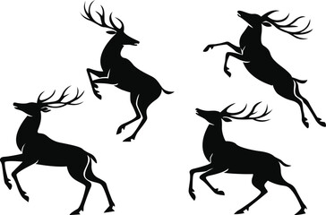 Obraz premium Graceful Deer Silhouette in different pose