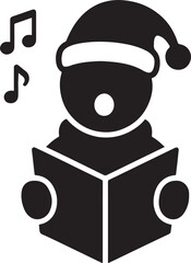 Christmas caroler silhouette vector in EPS format, perfect for holiday scenes, festive cards, and seasonal winter celebration designs.