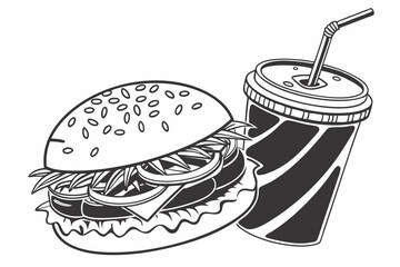 burger and drink silhouette