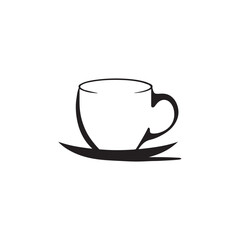 A minimalist coffee cup design with black and white color.
