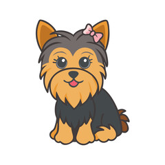 Cute isolated cartoon domestic animal brown puppy illustration