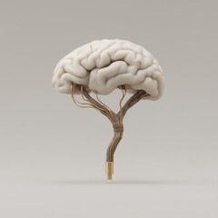 A surreal artwork of a brain formed from tree branches and golden circuitry, symbolizing the fusion of organic intelligence and advanced technology.
