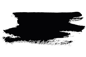 Fototapeta premium Grunge Ink Brush Stroke Isolated on White Background. Creative clip art paintbrush line with rough edges. Stain for backdrops. Freehand doodle line borders. Black splashes