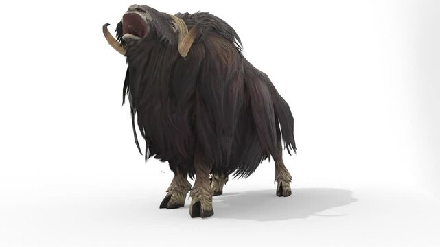 muskox on white background