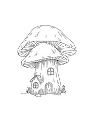 Mushroom Line Art Vector Illustration &ndash; Minimal Botanical Design