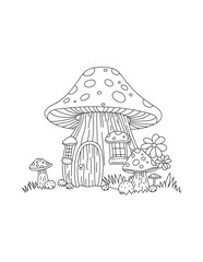 Mushroom Line Art Vector Illustration &ndash; Minimal Botanical Design