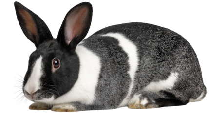 Charming black and white rabbit portrait, a captivating glimpse of wildlife beauty