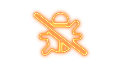 Glowing neon icon of a crossed-out bug symbol, representing antivirus or anti-malware protection, Neon bug slash