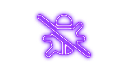 Glowing neon icon of a crossed-out bug symbol, representing antivirus or anti-malware protection, Neon bug slash