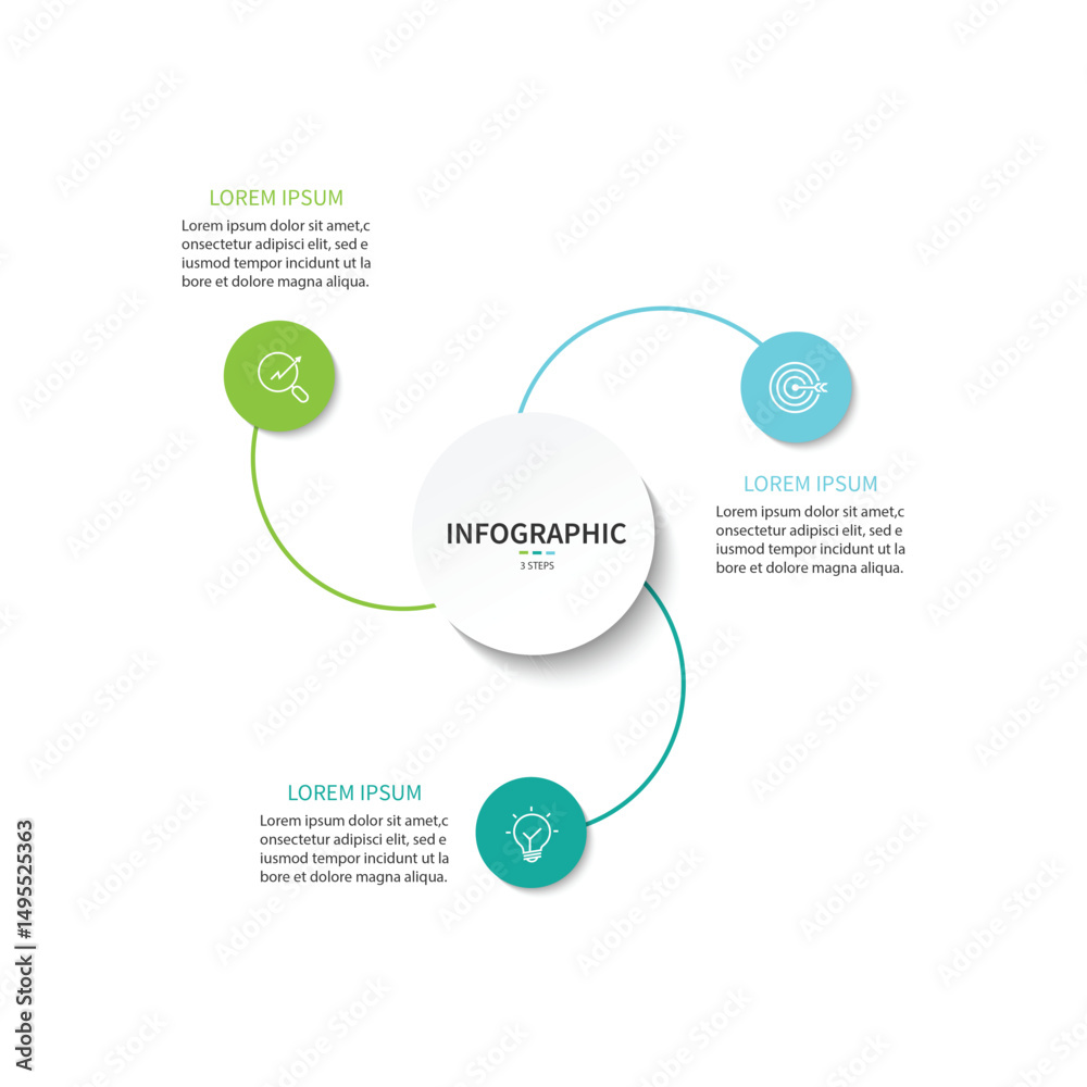 Poster business visualization infographic circle design template with 3 options, steps or processes. busine