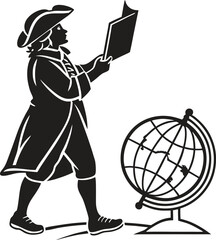 Oct 13 Columbus Day Silhouette Design Illustration. Columbus Day Silhouette Artwork for American Heritage. Patriotic Silhouette Design for Oct 13 Columbus Day