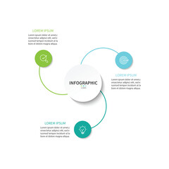 Business visualization infographic circle design template with 3 options, steps or processes. Business presentation.