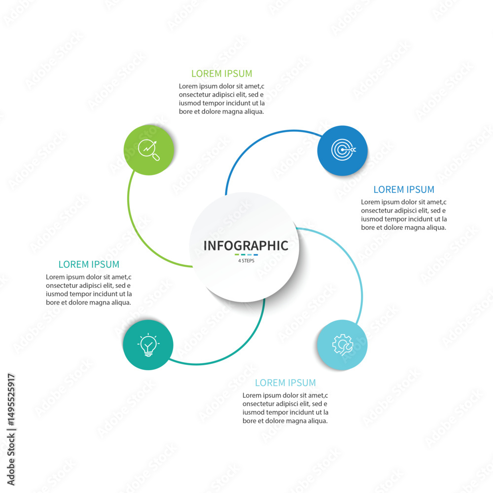 Poster business visualization infographic circle design template with 4 options, steps or processes. busine
