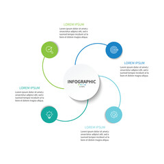 Business visualization infographic circle design template with 4 options, steps or processes. Business presentation.
