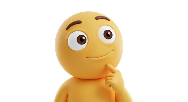 A yellow emoji figure thoughtfully touching its chin