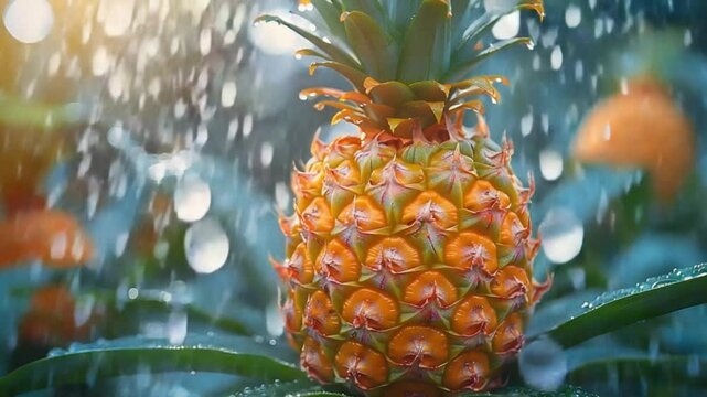Close up of a growing pineapple